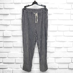 Angela Mara Blue and White Striped Pants - Made in Italy
